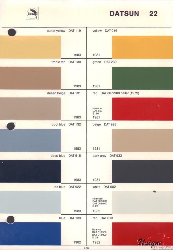 1981 Datsun Paint Charts Glasurit 2